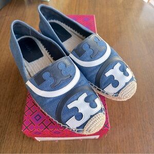 Tory Burch Women's poppy Espadrille calf leather denim 9.5
